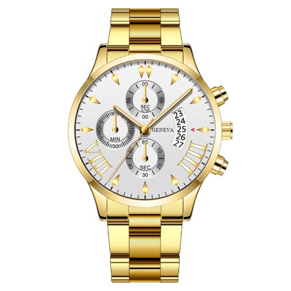 Cross-border explosions calendar steel band quartz watch men's three-eye large dial men's watch business men's watch wholesale - Image 3