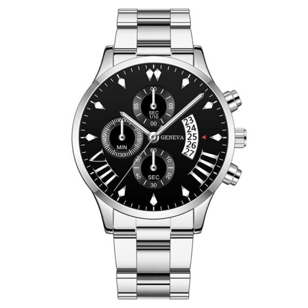 Cross-border explosions calendar steel band quartz watch men's three-eye large dial men's watch business men's watch wholesale - Image 5