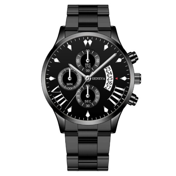 Cross-border explosions calendar steel band quartz watch men's three-eye large dial men's watch business men's watch wholesale - Image 2