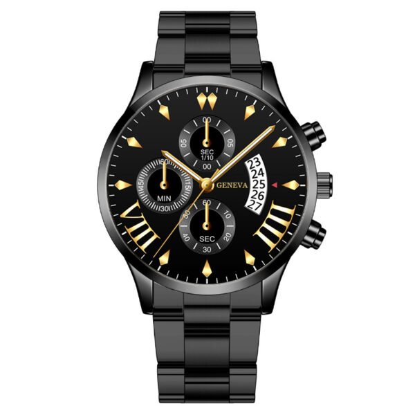Cross-border explosions calendar steel band quartz watch men's three-eye large dial men's watch business men's watch wholesale