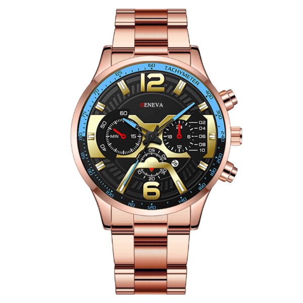 Cross-border popular men's watch men's fashion calendar Korean fashion student stainless steel quartz watch foreign trade Wholesale - Image 2