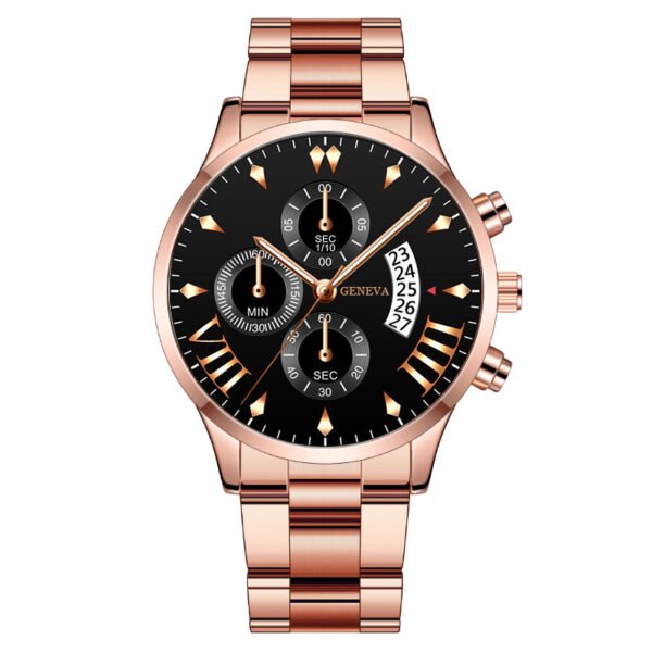 Cross-border explosions calendar steel band quartz watch men's three-eye large dial men's watch business men's watch wholesale - Image 4